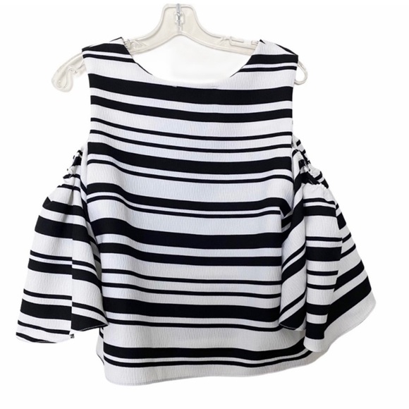Akita Cut out Top Stripe Black White Size M - Picture 3 of 8